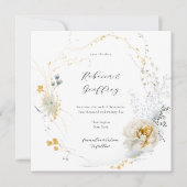 Golden Bloom Delicate Floral Calligraphy Square Save The Date (Voorkant)
