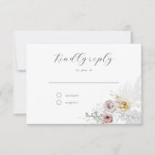 Golden Bloom Delicate Floral Calligraphy Wedding R RSVP Kaartje (Voorkant)