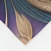 Golden Bloom - Diepe Paarse en Blauwgroen Abstract Fleece Deken (Hoek)
