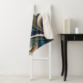 Golden Bloom - Diepe Paarse en Blauwgroen Abstract Sherpa Deken (In situ)