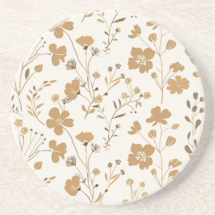 Golden Bloom Elegante Bloemen Zandsteen Onderzetter