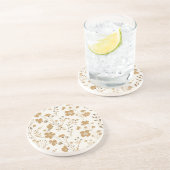 Golden Bloom Elegante Bloemen Zandsteen Onderzetter (Zijkant)