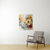Golden Bloom Elegantie: Abstracte Bloemenserenitei Wandkleed (In situ)