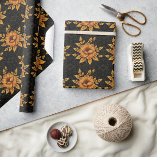 Golden Bloom Floral Cadeaupapier