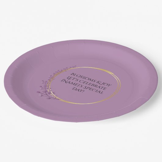 Golden Bloom Floral Elegant Verjaardagsfeest Papieren Bordje (Gekanteld)