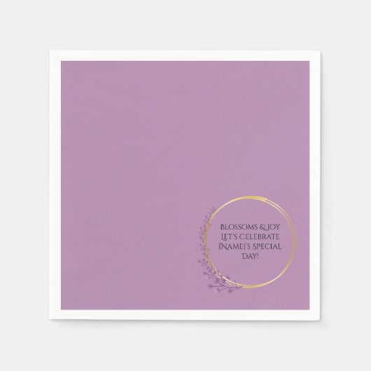 Golden Bloom Floral Elegant Verjaardagsfeest Servet (Voorkant)