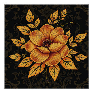 Golden Bloom Floral Perfect Poster