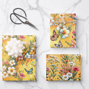 Golden Bloom Garden 3 Inpakpapier Vel