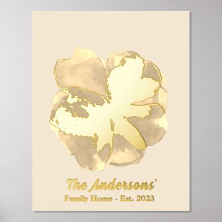 Golden Bloom - Gepersonaliseerde familie Home Folie Afdrukken