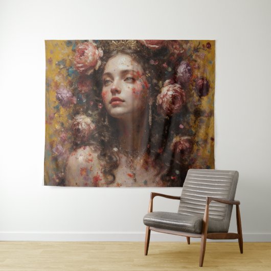 Golden Bloom Goddess – Large Horizontal Wall Tapes Wandkleed (In Situ (horizontaal))