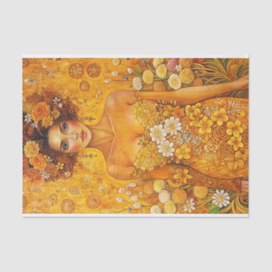 Golden Bloom Goddess Luxe Bloemen Decoupage Tissuepapier (Voorkant)