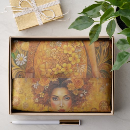 Golden Bloom Goddess Luxe Bloemen Decoupage Tissuepapier (Geschenk)