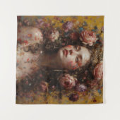 Golden Bloom Goddess – Square Art Tapestry Wandkleed (Voorkant (horizontaal))