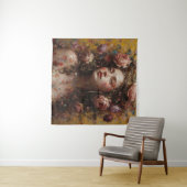 Golden Bloom Goddess – Square Art Tapestry Wandkleed (In Situ (horizontaal))