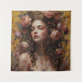 Golden Bloom Goddess – Square Art Tapestry Wandkleed (Voorkant)