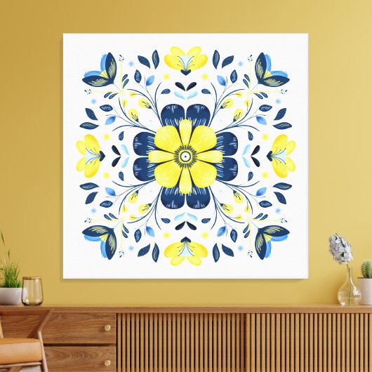 Golden Bloom Harmony Canvas Afdruk (Insitu (Woonkamer))