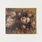 Golden Bloom Muse – Vertical Wall Tapestry Wandkleed (Voorkant (horizontaal))