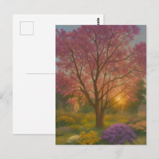 Golden Bloom - Sunset Garden Painting Briefkaart (Voorkant / Achterkant)