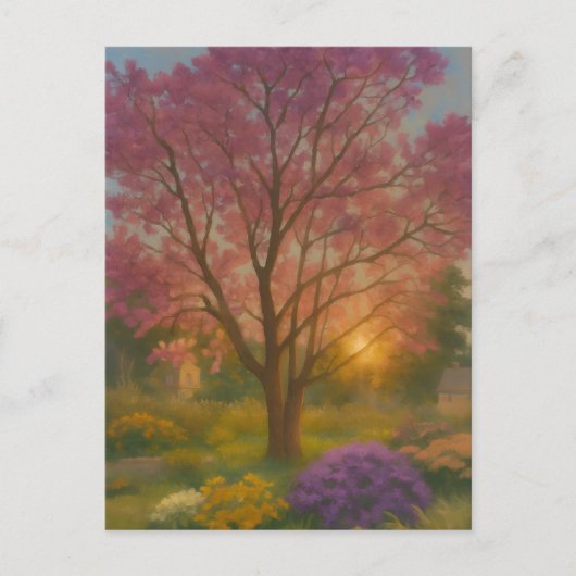 Golden Bloom - Sunset Garden Painting Briefkaart (Voorkant)