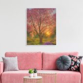 Golden Bloom - Sunset Garden Painting Canvas Afdruk (Insitu (Woonkamer))