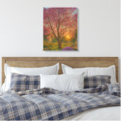 Golden Bloom - Sunset Garden Painting Canvas Afdruk (Insitu (Slaapkamer))
