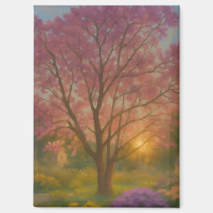 Golden Bloom - Sunset Garden Painting Magneet