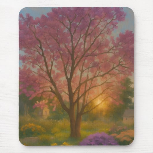 Golden Bloom - Sunset Garden Painting Muismat (Voorkant)