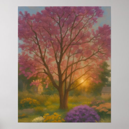 Golden Bloom - Sunset Garden Painting Poster (Voorkant)