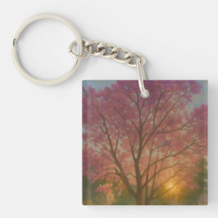Golden Bloom - Sunset Garden Painting Sleutelhanger