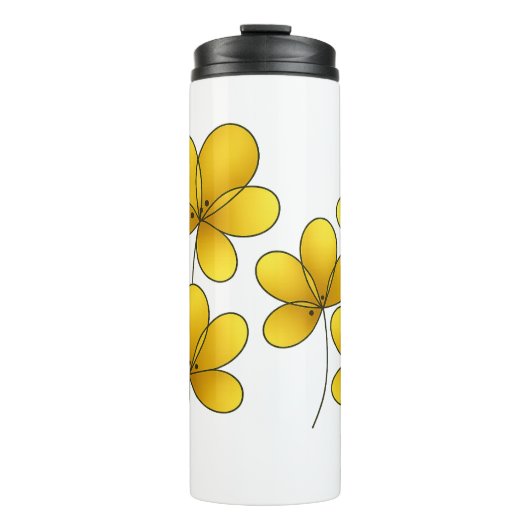 Golden Bloom Trio – Elegant Gradient Gold Floral T Thermosbeker (Voorkant)