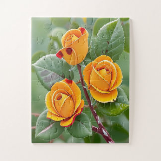 Golden Bloom Trio | Gele Roos Botanisch Legpuzzel