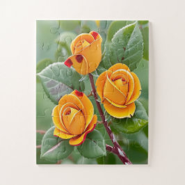 Golden Bloom Trio | Yellow Rose Botanical  Legpuzzel