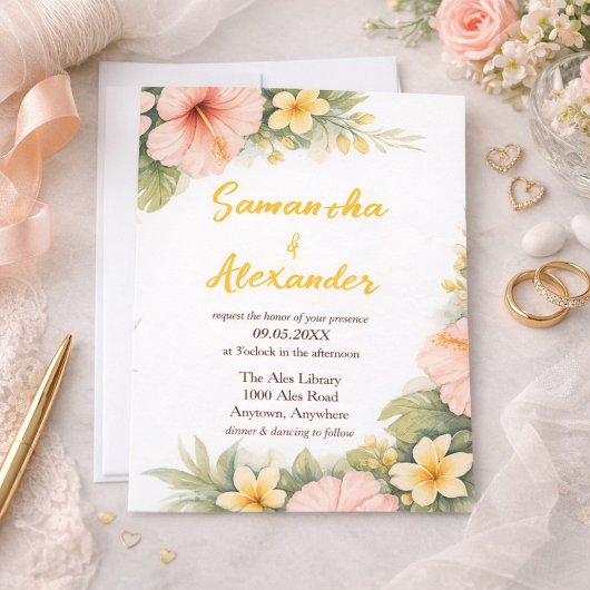 Golden Bloom Tropical Daydream Wedding  Kaart