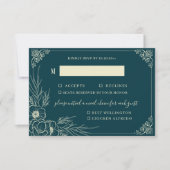 Golden Bloom Two 2 Meal Choice Wedding RSVP Kaart (Voorkant)