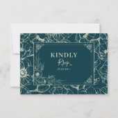 Golden Bloom Two 2 Meal Choice Wedding RSVP Kaart (Achterkant)