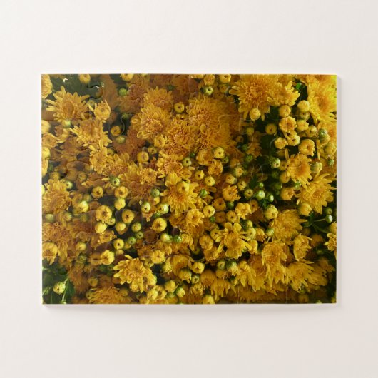 Golden Bloom Wall | Yellow Chrysanthemum Legpuzzel (Horizontaal)