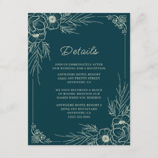 Golden Bloom Wedding Details Informatiekaartje (Voorkant)