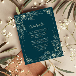 Golden Bloom Wedding Details Informatiekaartje
