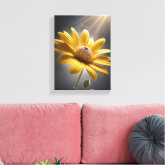 Golden Bloom – Yellow Flower Macro Photography Art Canvas Afdruk