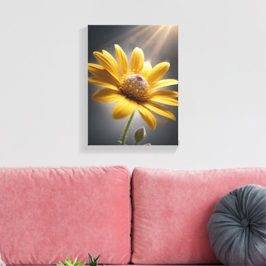 Golden Bloom – Yellow Flower Macro Photography Art Canvas Afdruk (Insitu (Woonkamer))