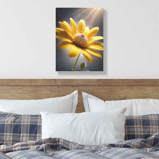 Golden Bloom – Yellow Flower Macro Photography Art Canvas Afdruk (Insitu (Slaapkamer))