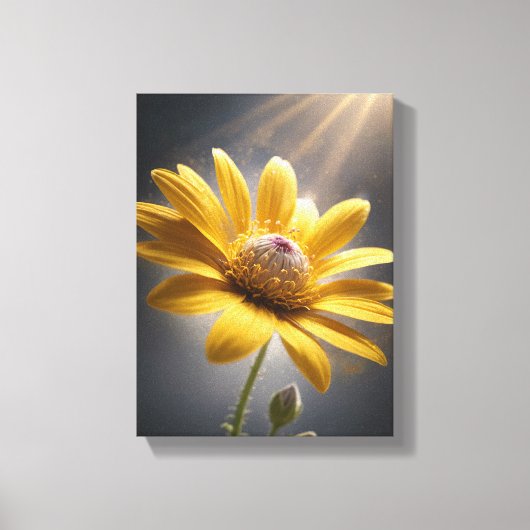 Golden Bloom – Yellow Flower Macro Photography Art Canvas Afdruk (Voorkant)