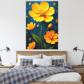 Golden Blooms Canvas Afdruk (Insitu (Slaapkamer))