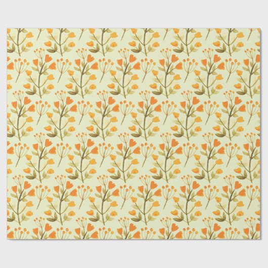 Golden Blooms Waterverf Wildflower Cadeaupapier (Vlak)