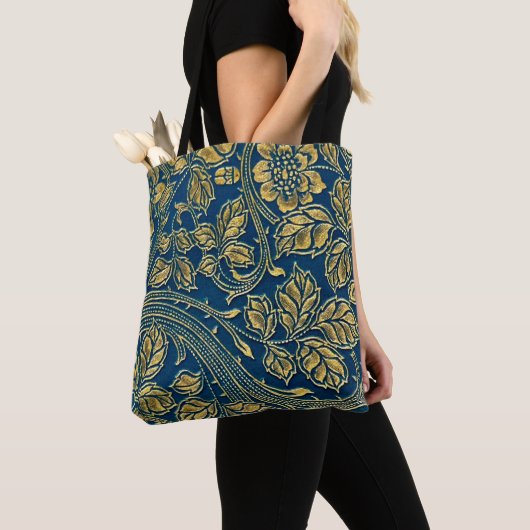 Golden Blossom Elegance Canvas tas (Dichtbij)