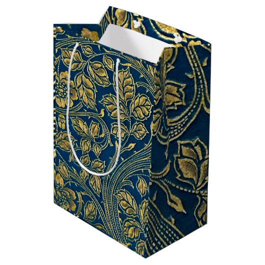 Golden Blossom Elegance Medium Cadeauzakje (Achterkant Gekanteld)