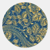 Golden Blossom Elegance Ronde Sticker (Voorkant)