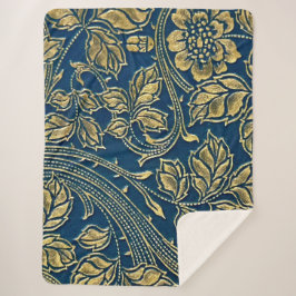 Golden Blossom Elegance  Sherpa Deken
