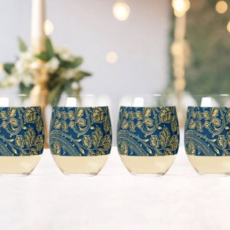 Golden Blossom Elegance  Wijnglas Zonder Voet