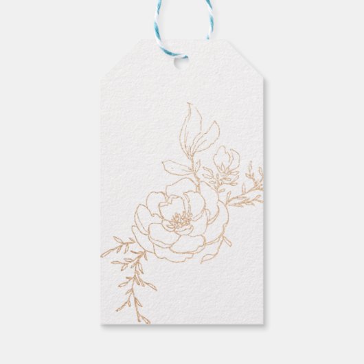 Golden Blossom Floral Wedding Design Cadeaulabel (Achterkant)